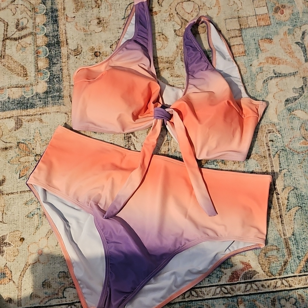 Ombre Peach to Lavender Two-Piece Bikini